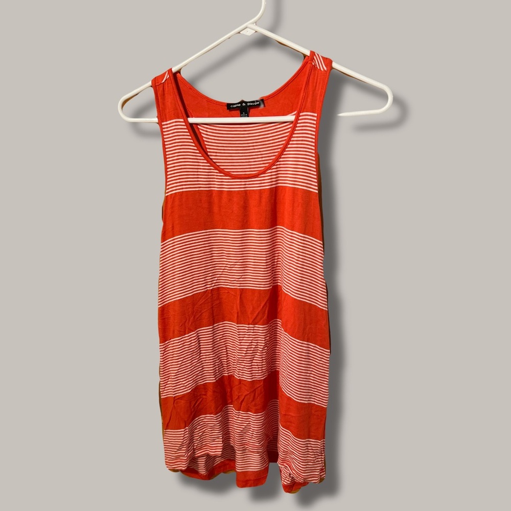 Cable & Gauge Orange and White Striped Tank Top